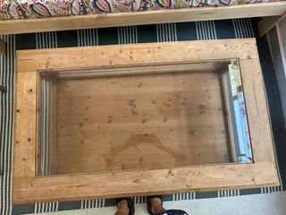 Mesa Centro Madera Pino Macizo y Cristal
