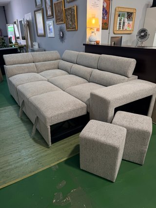 Sofá Cama Modular 264cm Tela Beige + Envio