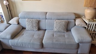 Sofá modular tela gris y beige