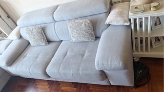 Sofá modular tela gris y beige