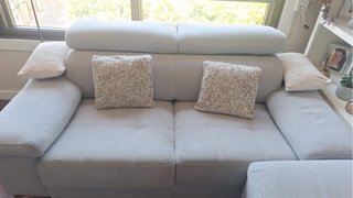 Sofá modular tela gris y beige