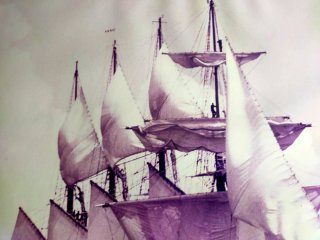 Lámina El Juan Sebastián Elcano, Marco Madera