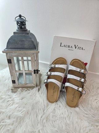 Sandalias Laura Vita Blancas y Rosas