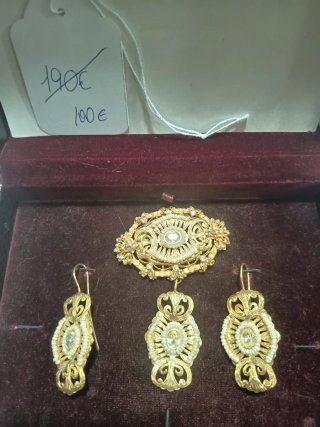 Conjunto Huertana Chapa Oro Perlas Cultivo