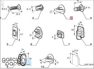 Pack 8 topes 7x7mm guardabarros Fiat /Lancia /Alfa