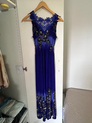 Vestido largo estampado azul eléctrico