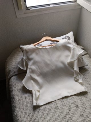 Blusa Pedro del Hierro Blanca Volantes