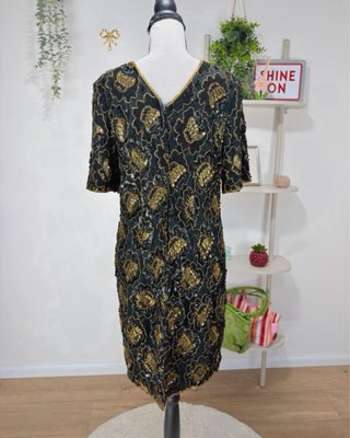 Stenay abito vintage paillettes oro nero S/M