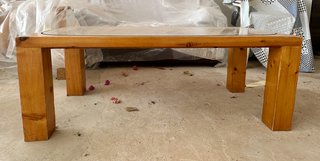 Mesa centro madera pino y cristal