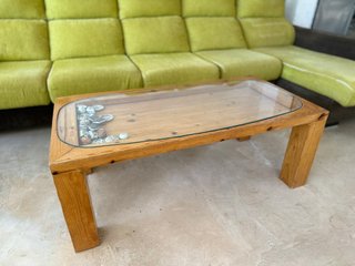 Mesa centro madera pino y cristal
