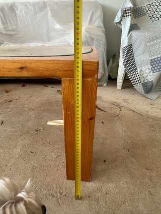 Mesa centro madera pino y cristal
