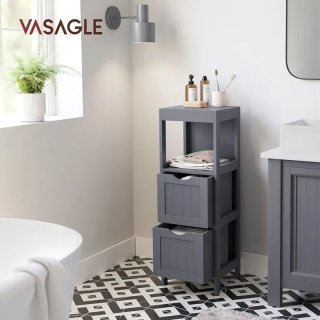 Mueble Baño 2 Cajones Gris Vasagle BBC042G01