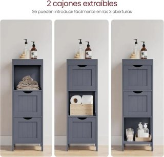 Mueble Baño 2 Cajones Gris Vasagle BBC042G01