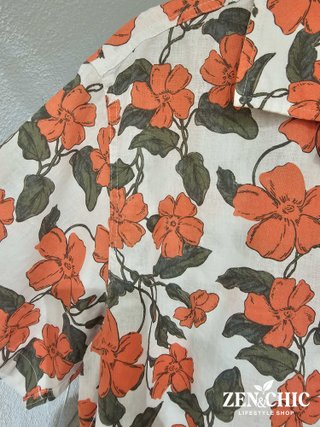 Camisa hombre floral coral de manga corta ta