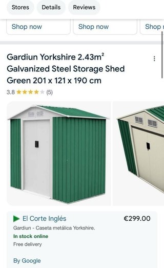 Caseta jardín metálica 2,43 m2 Yorkshire