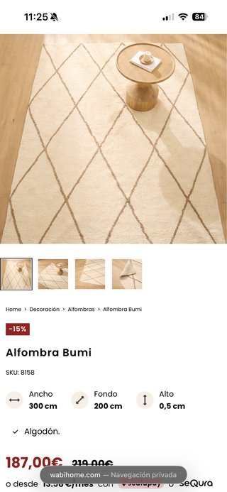 Tappeto Wabi Home Beige/Marrone in Cotone