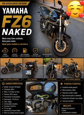 Yamaha FZ6 NAKED Negra