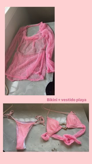 Bikini y Vestido de Playa Rosa