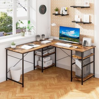 Escritorio amplio para computadora en forma de L,