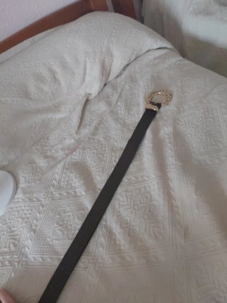 Cinturón negro con hebilla dorada