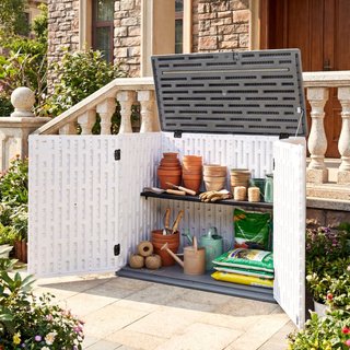 Armario exterior de HDPE horizontal con estantes a
