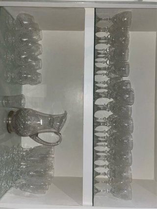 Cristalería completa de plata de ley