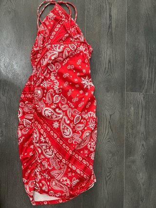 Vestido rojo estampado paisley XS