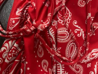 Vestido rojo estampado paisley XS