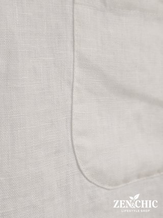 Camisa blanca cuello mao manga corta hombre