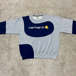 Sudadera Carhartt Rework Gris y Azul Marino L