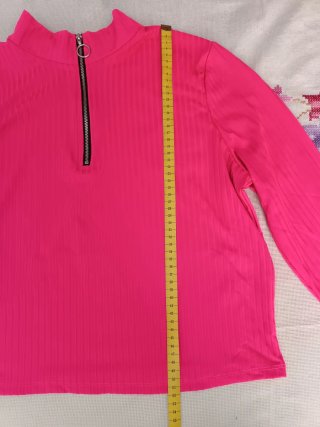 Top manga larga rosa con cremallera
