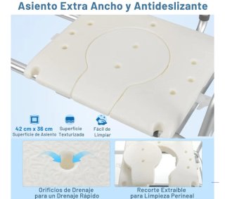 Banco de ducha extraíble con asiento y respaldo