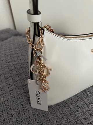Bolso Elegante Guess Blanco y Dorado - Nuevo
