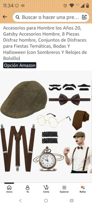 Conjunto Disfraz Gatsby Hombre 8 Piezas