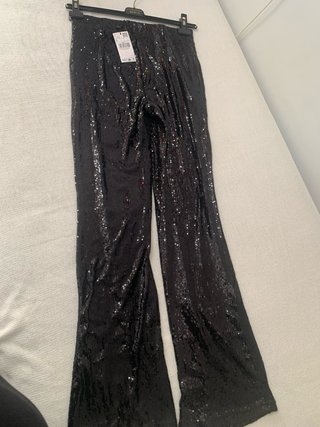 Pantalón Mango Lentejuelas Negro Talla M