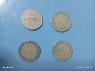 Lote 4 monedas 2 euros