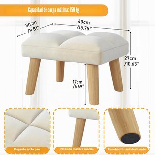 Reposapiés / Taburete Otomano Beige