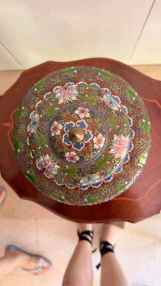 Pareja jarrones chinos cloisonné con peanas