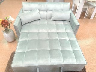 Sofá Cama Paulo Terciopelo Azul Verdoso