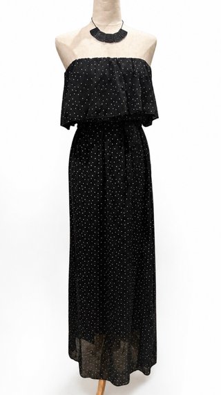 Vestido longo cai-cai preto