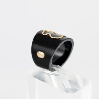 Anillo Tous de Resina Negra y Oro