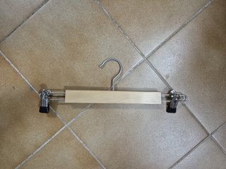 10 Perchas Madera Pantalón Clips Metal