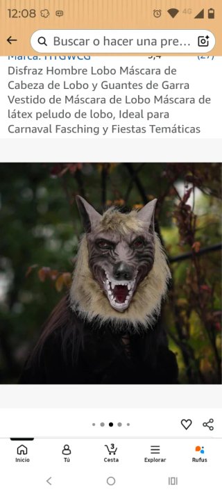 Disfraz Hombre Lobo Máscara y Guantes