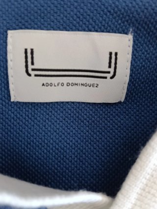 Polo Adolfo Dominguez Algodón Azul y Blanco