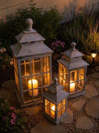 Faroles de madera y cristal para eventos
