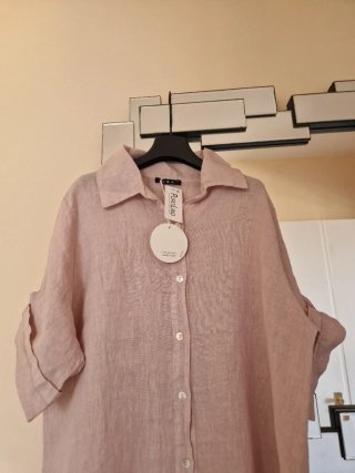 Vestito/Blusón Puro Lino Rosa Taglia XL