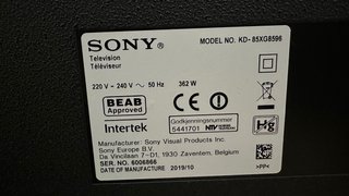 Sony Bravia 85” 4K HDR Android TV KD-85XG8596