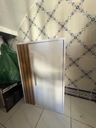 Mueble salón modular blanco y madera