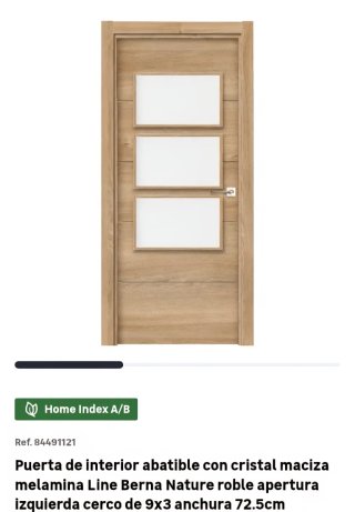 Puerta roble natural con 3 vidrios