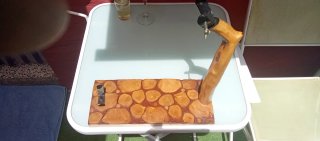 Jamonero artesanal madera y metal